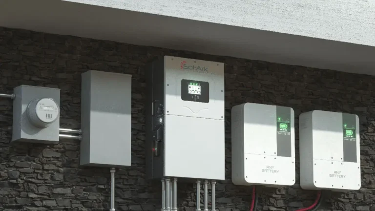Solar battery mounted on side of building
