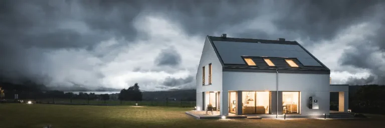 House with solar panels on roof